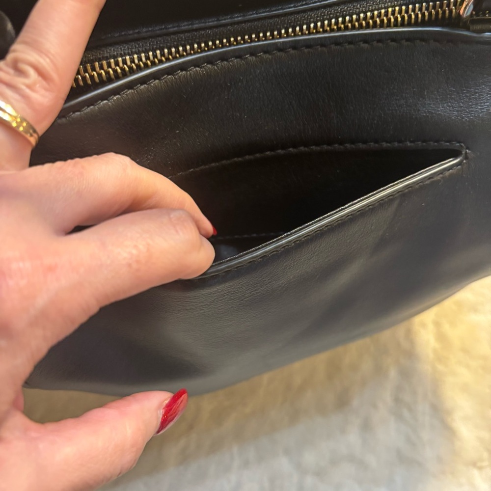 NWT Michael Kors Amelia Tote Black Luxe Leather Medium Top-Zip Crossbody FLAWED - Picture 10 of 16